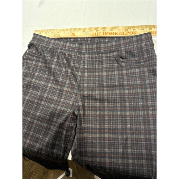 PANTS LEGGINGS Talbots WOMEN 16 Soho GRY BLK  Tartan Plaid Pull On Elastic Waist - Picture 4 of 7